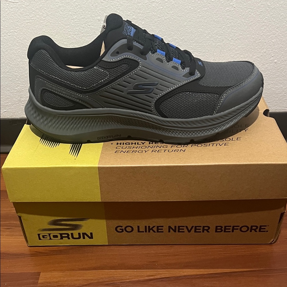Skechers Go Run Black and Gray Sneakers